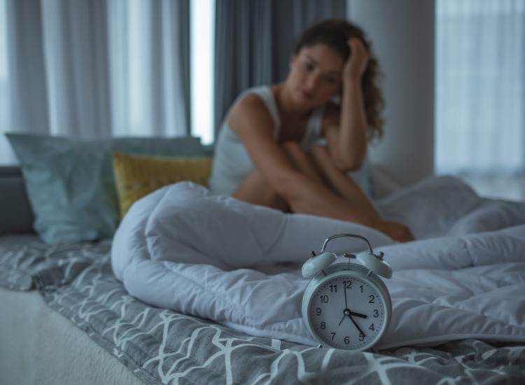 Woman waking up at night